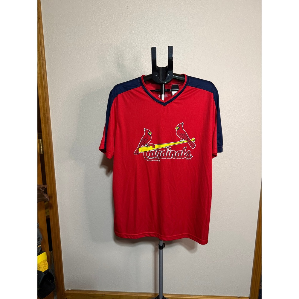 MLB St Louis Cardinals Jersey Shirt Mens XL Red Navy V-Neck Genuine Merchandise